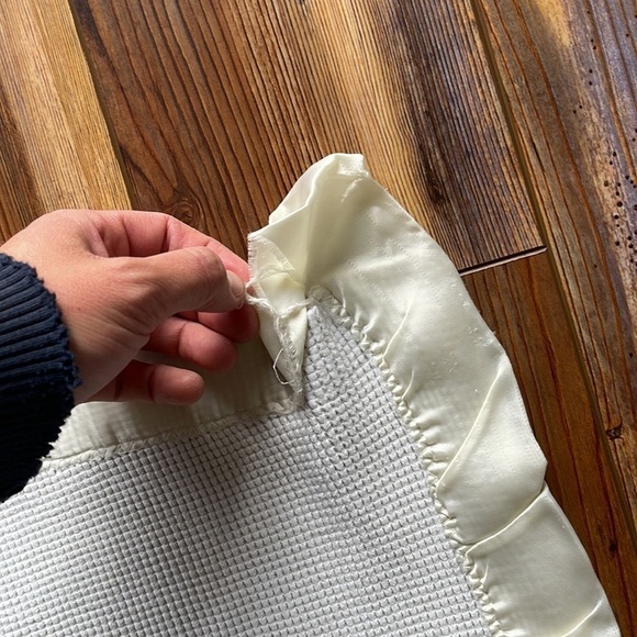 Vintage Baby Morgan Baby Blanket Waffle Knit Thermal Silk Trim - Picture 3 of 4